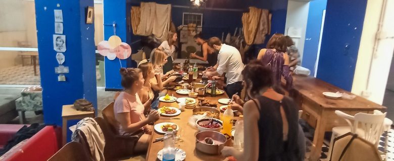 people gathering around a table